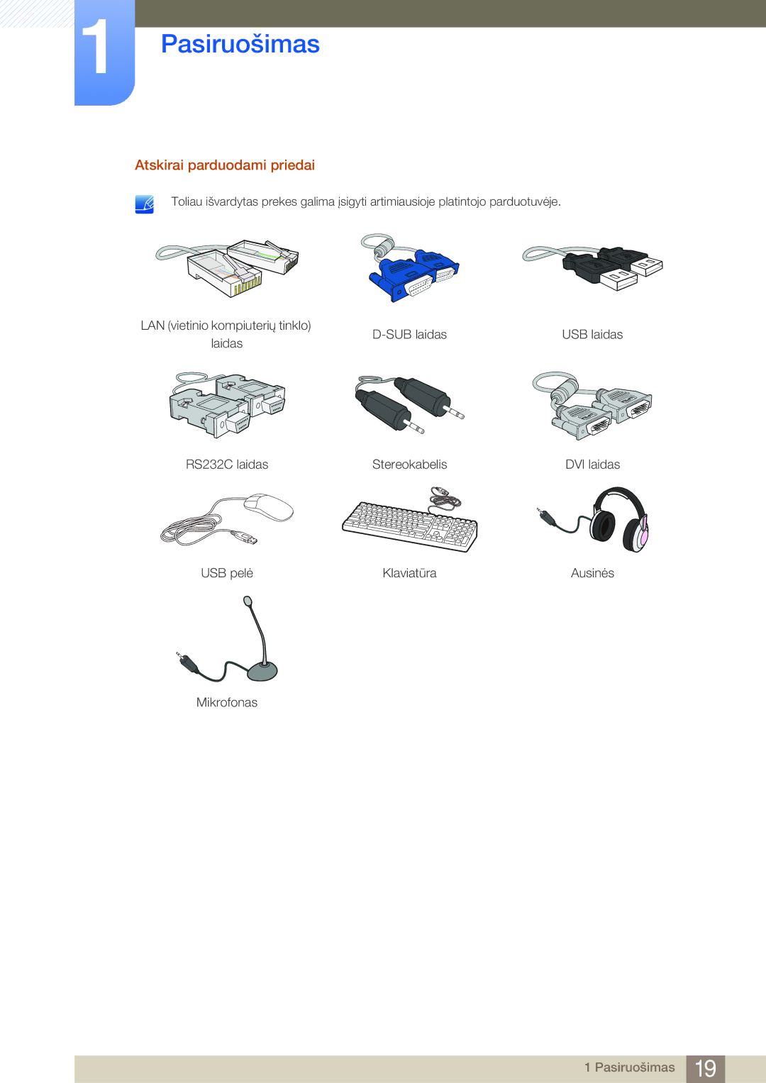 Samsung LF24FN1PFBZXEN, LF24NEBHBNU/EN manual Atskirai parduodami priedai 