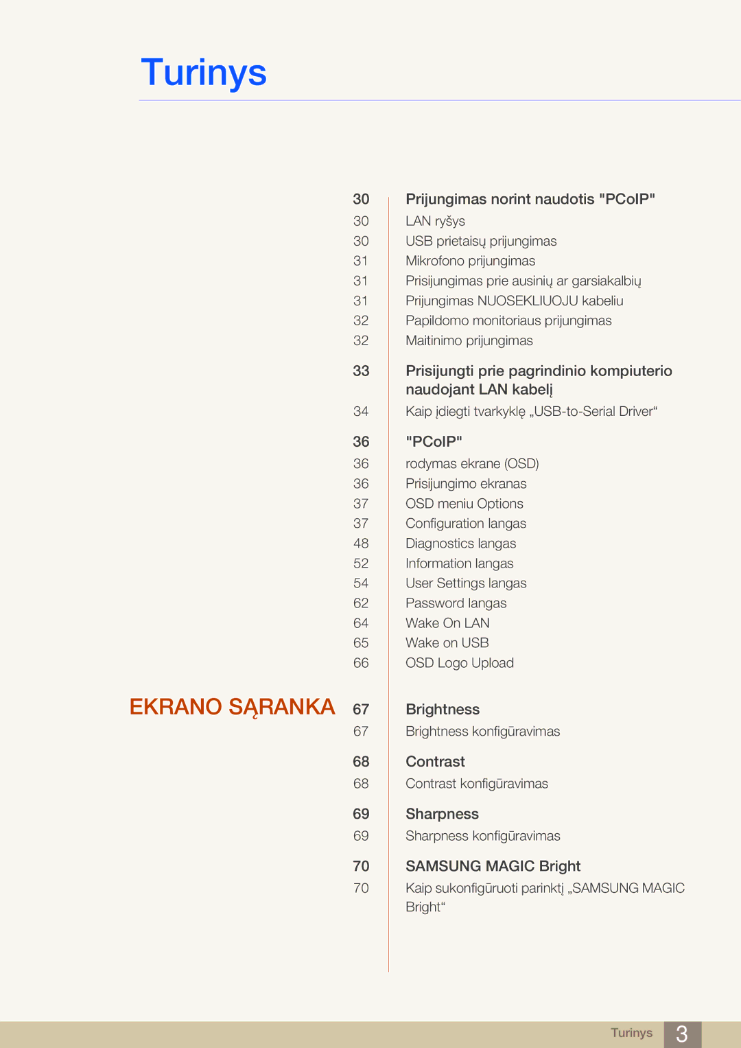 Samsung LF24FN1PFBZXEN, LF24NEBHBNU/EN manual Ekrano Sąranka 