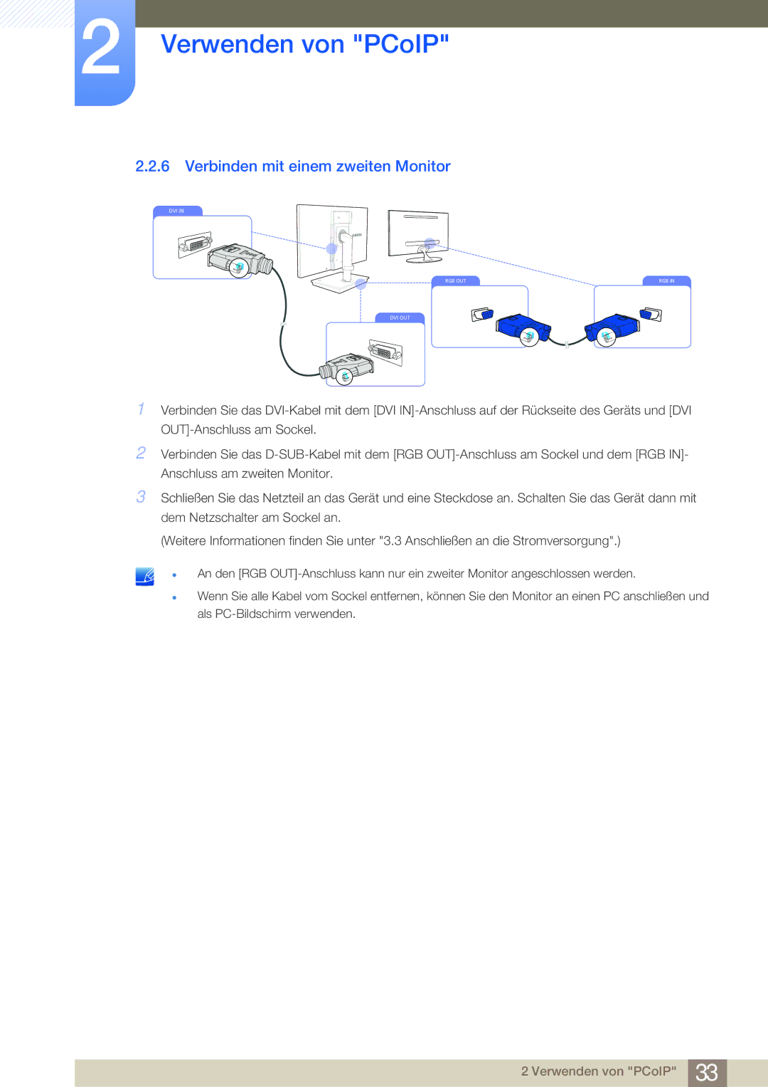 Samsung LF22NSBTBN/EN, LF24NSBTBN/EN manual Verbinden mit einem zweiten Monitor 