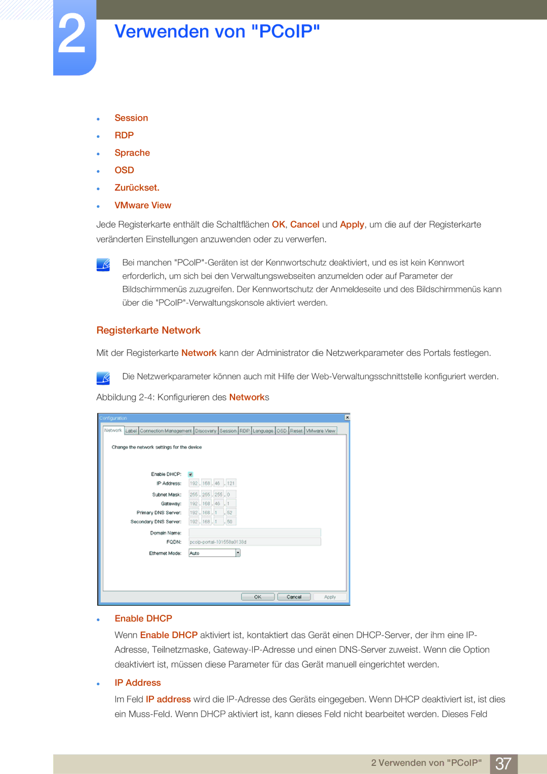 Samsung LF22NSBTBN/EN, LF24NSBTBN/EN manual Registerkarte Network 