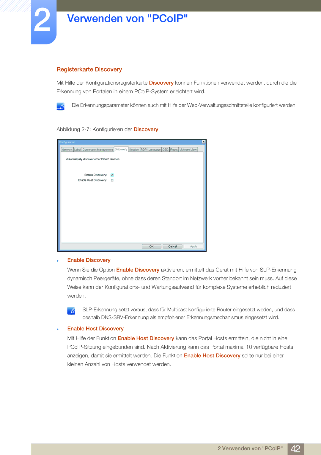 Samsung LF24NSBTBN/EN, LF22NSBTBN/EN manual Registerkarte Discovery, Enable Discovery, Enable Host Discovery 