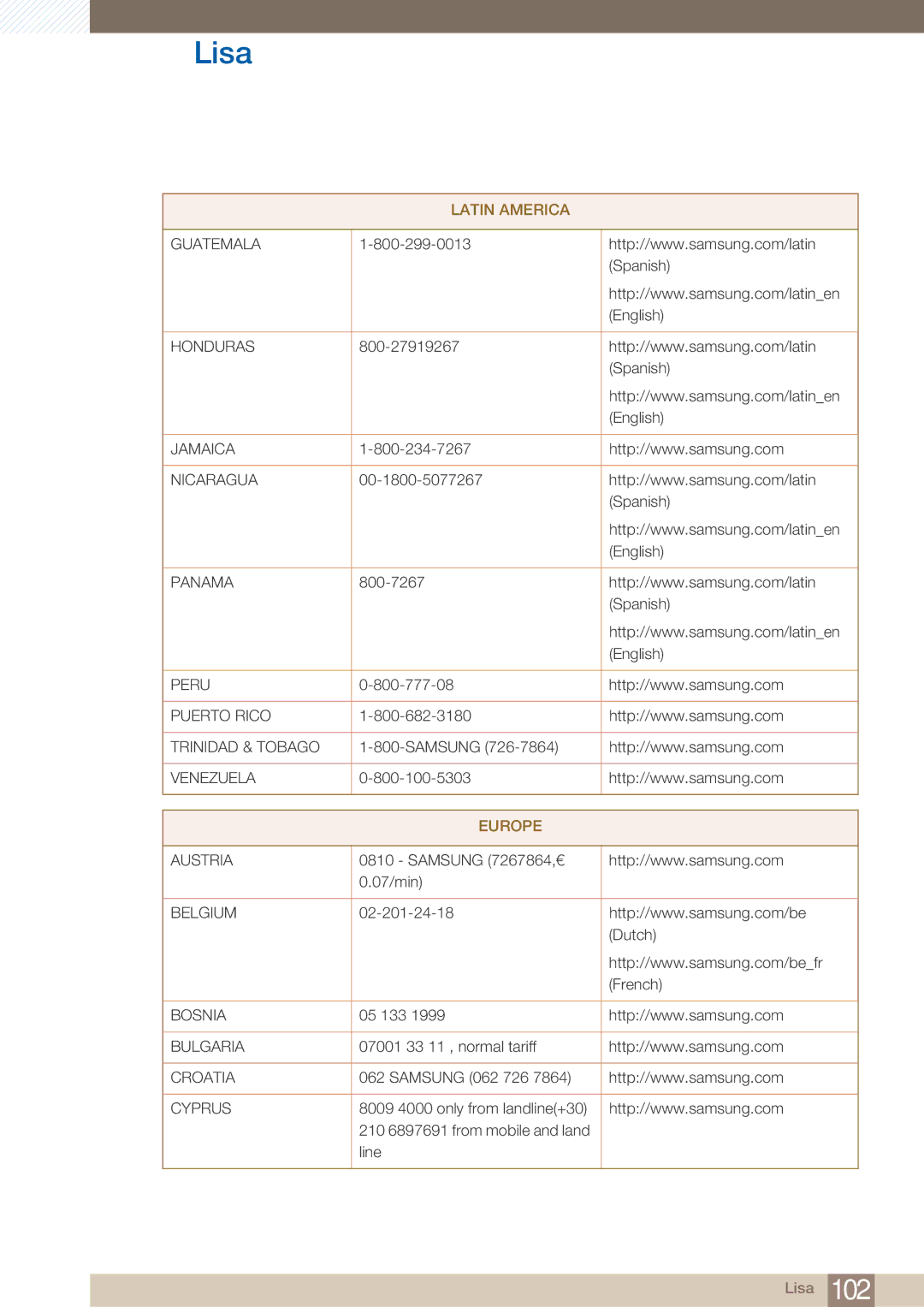 Samsung LF24TOWHBFM/EN manual Europe 