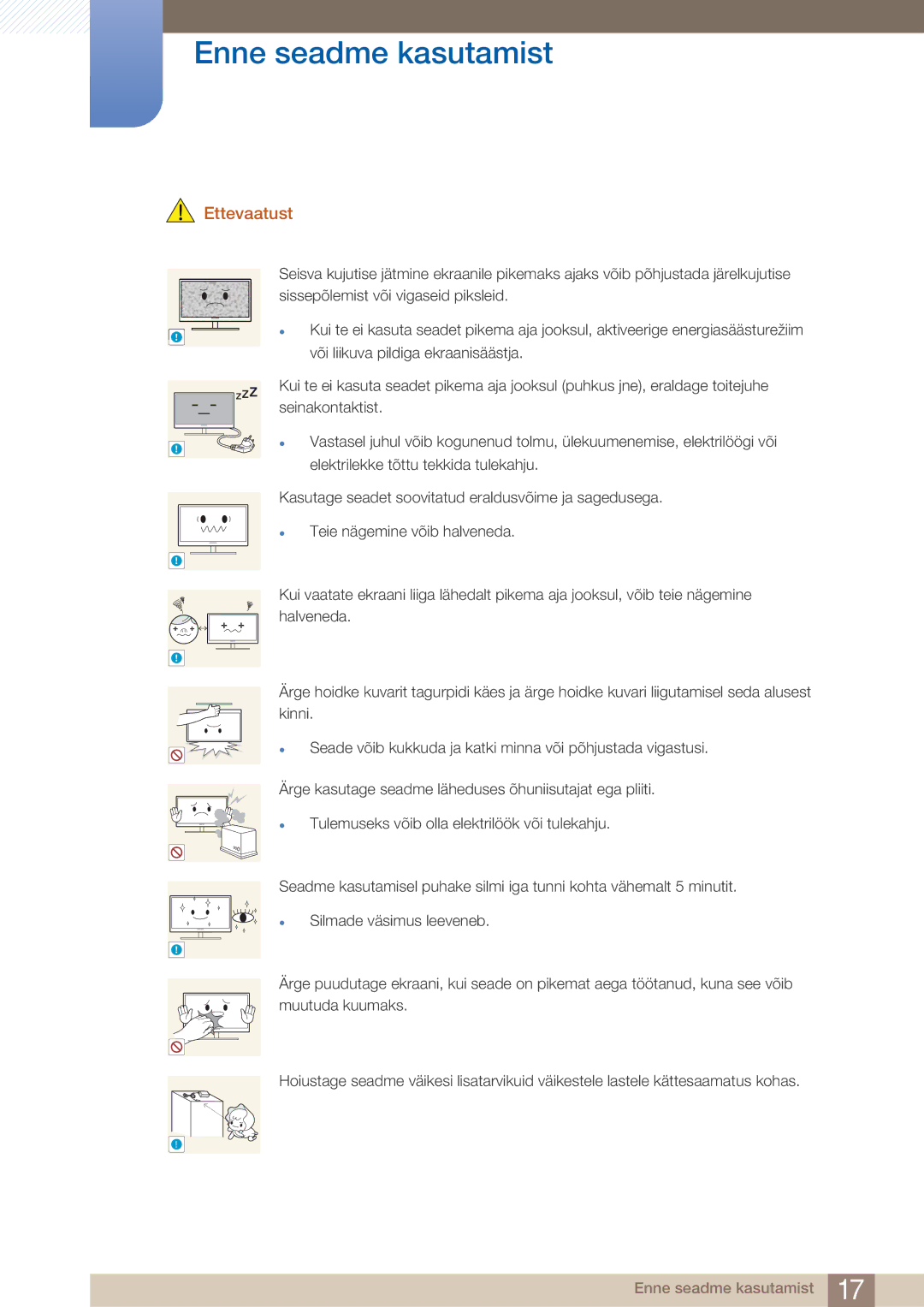 Samsung LF24TOWHBFM/EN manual Ettevaatust 