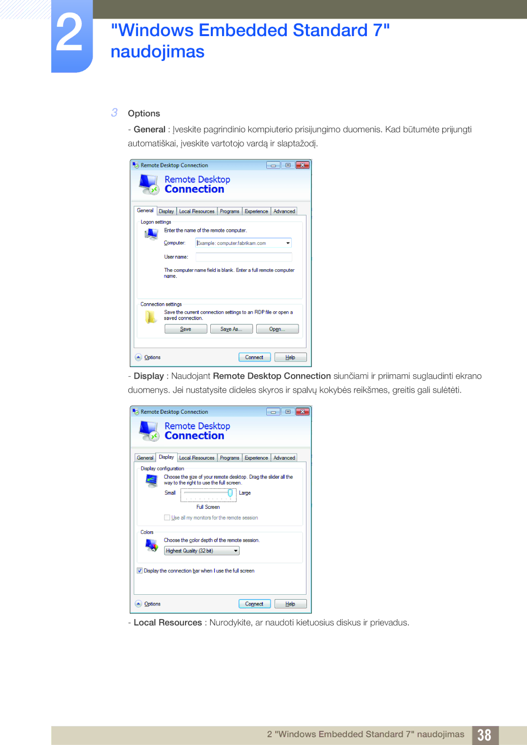 Samsung LF24TOWHBFM/EN manual Windows Embedded Standard 7 naudojimas 