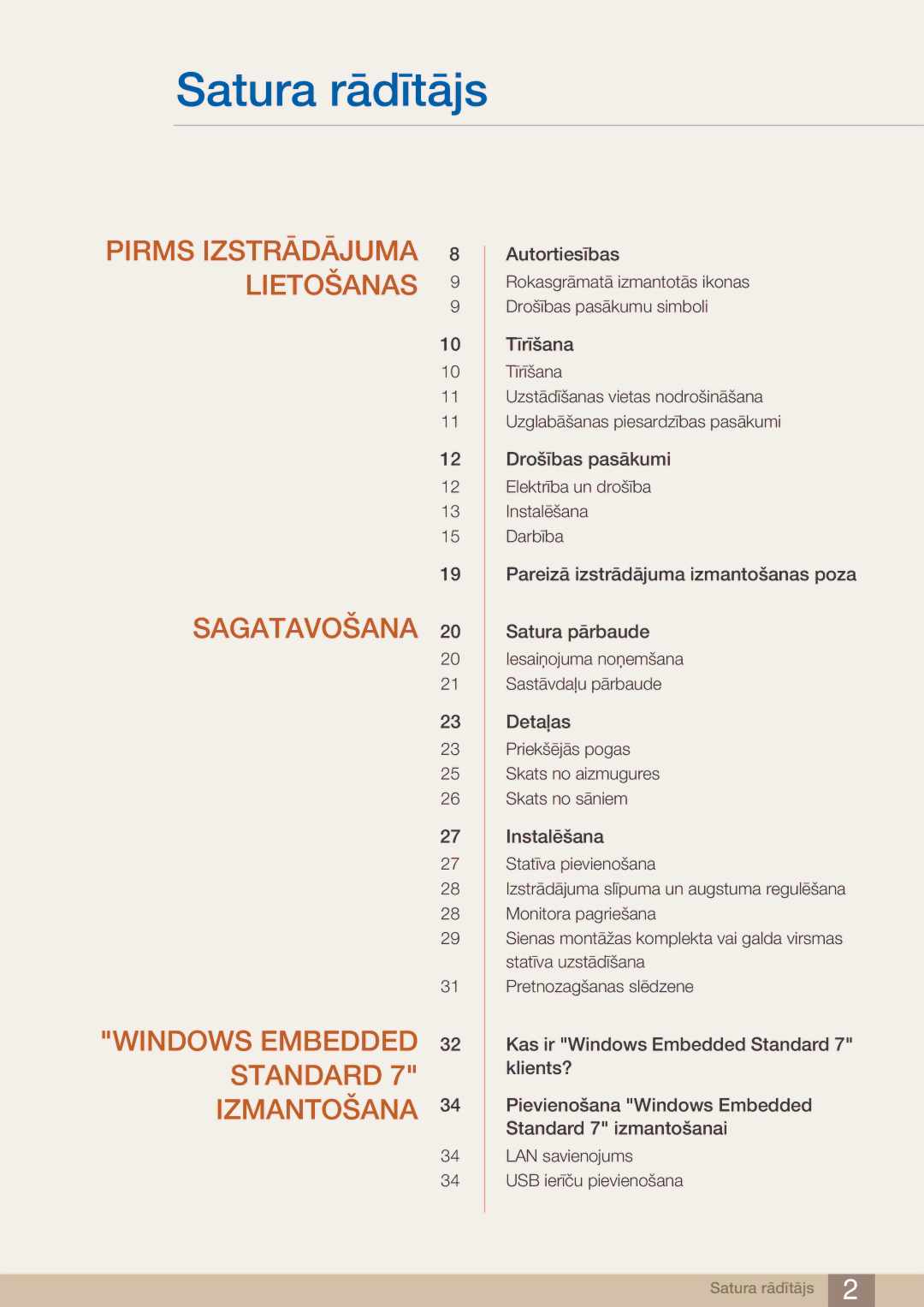 Samsung LF24TOWHBFM/EN manual Satura rādītājs 