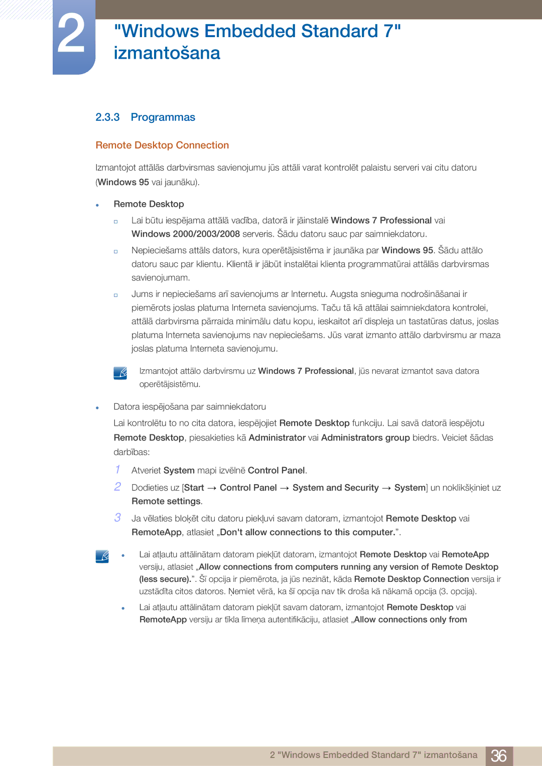 Samsung LF24TOWHBFM/EN manual Programmas, Remote Desktop Connection 