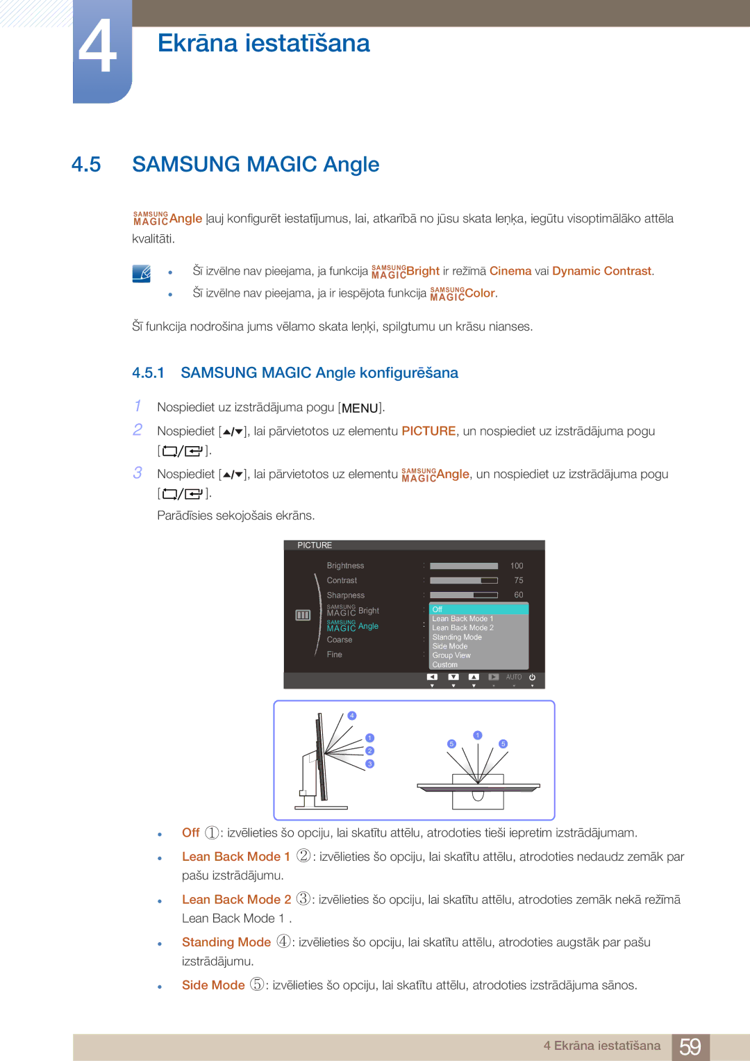 Samsung LF24TOWHBFM/EN manual Samsung Magic Angle konfigurēšana 