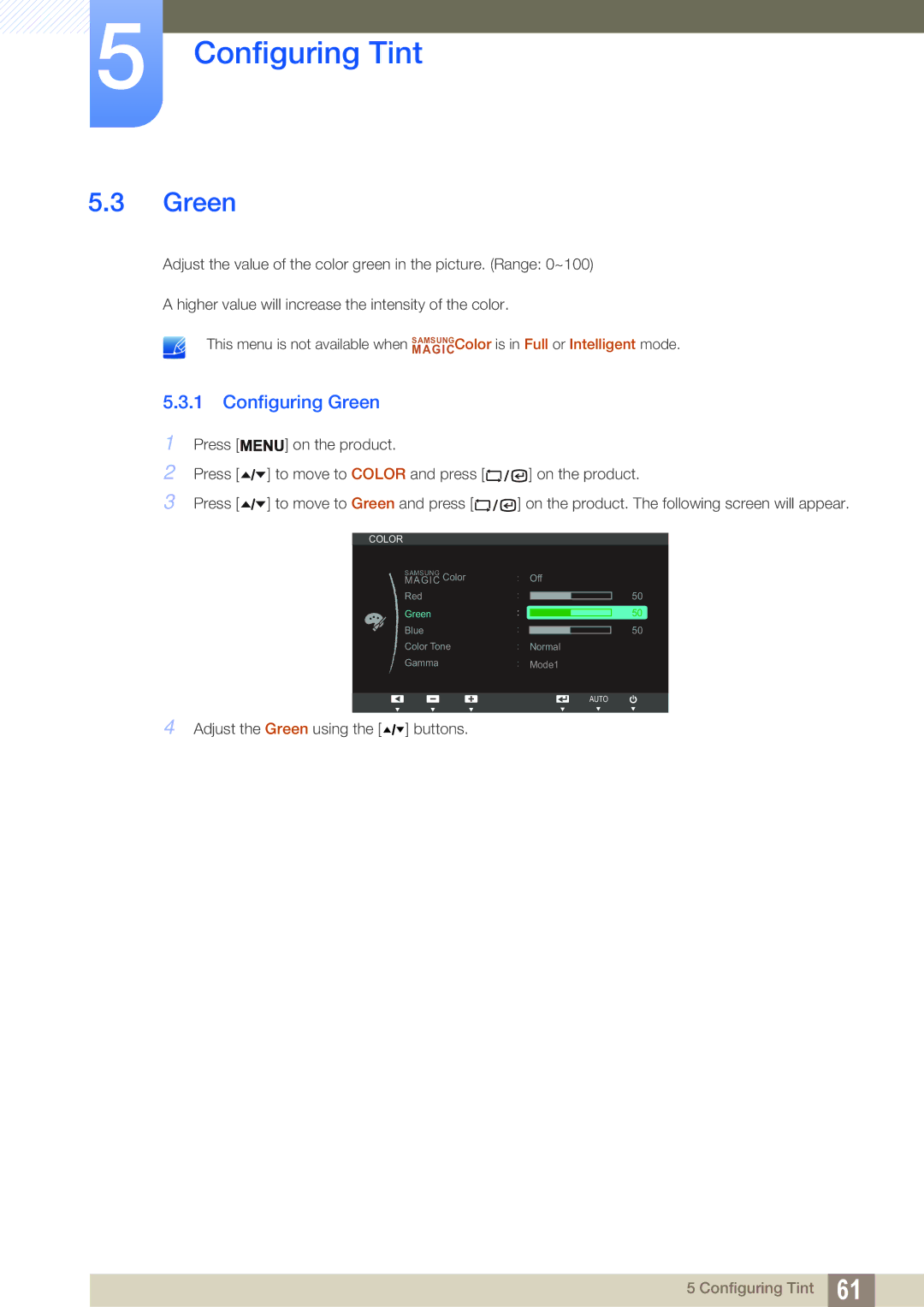 Samsung LF19TSWTBDN/EN, LF24TSWTBDN/EN, LF22TSWTBDN/EN, LF19TSWTBDN/XJ, LF24TSWTBDN/XJ, LF24TSWTBDN/NG Configuring Green 