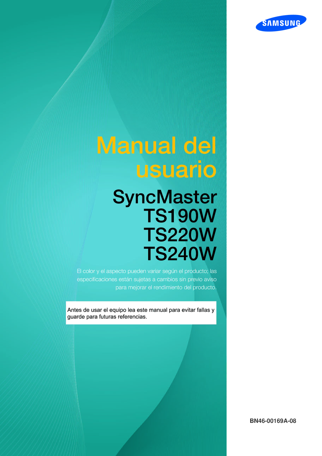 Samsung LF19TSWTBDN/EN, LF24TSWTBDN/EN, LF22TSWTBDN/EN manual Manual del usuario 