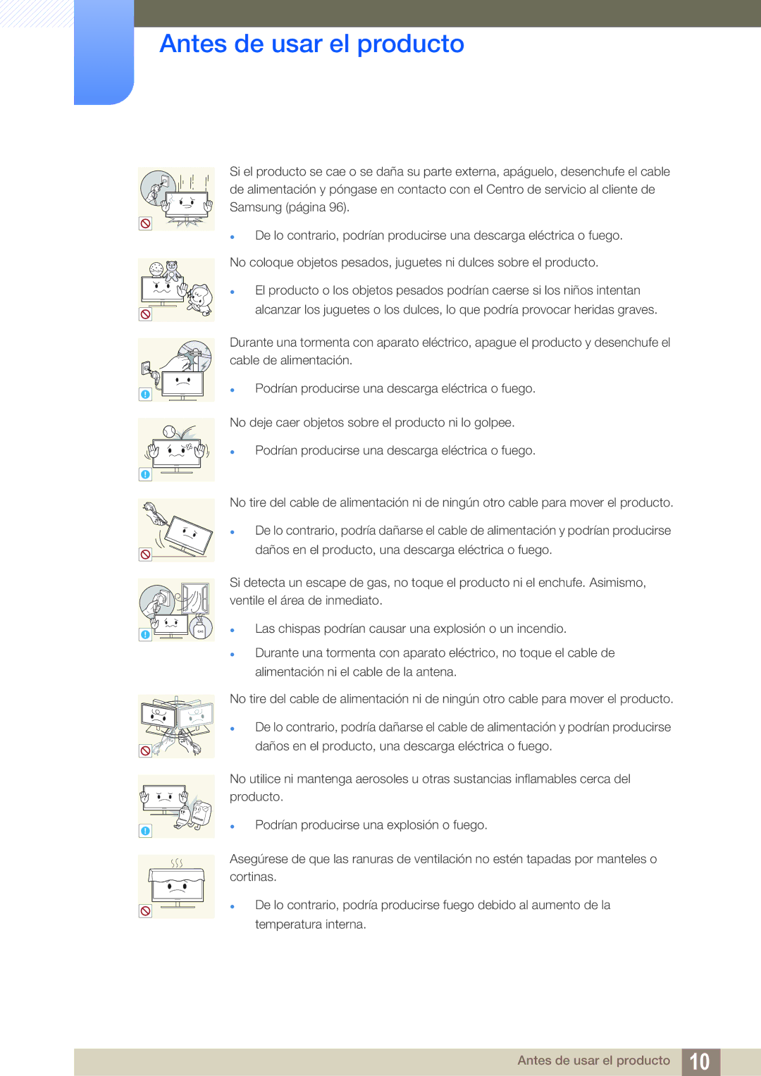 Samsung LF19TSWTBDN/EN, LF24TSWTBDN/EN, LF22TSWTBDN/EN manual Las chispas podrían causar una explosión o un incendio 