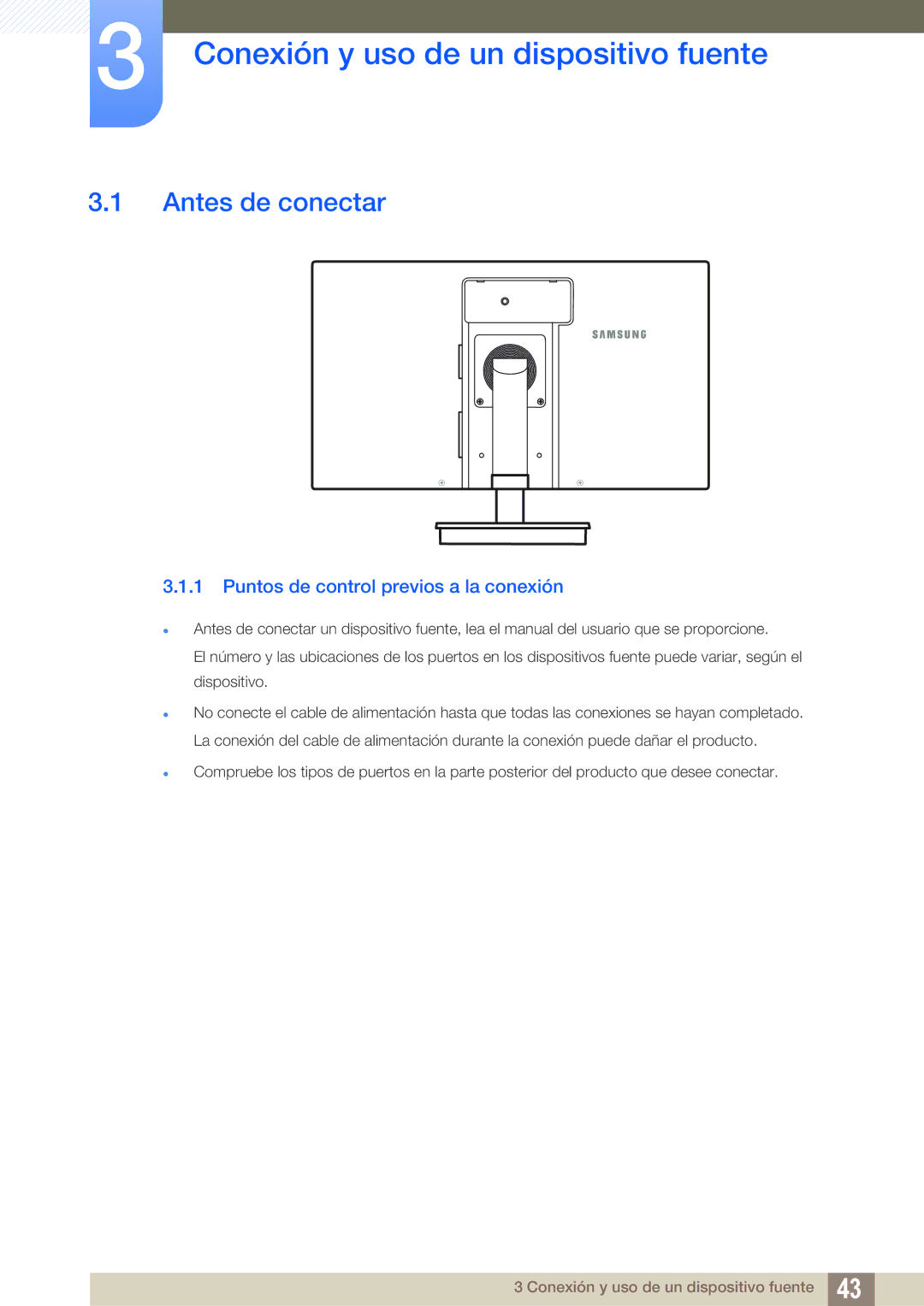 Samsung LF19TSWTBDN/EN Conexión y uso de un dispositivo fuente, Antes de conectar, Puntos de control previos a la conexión 