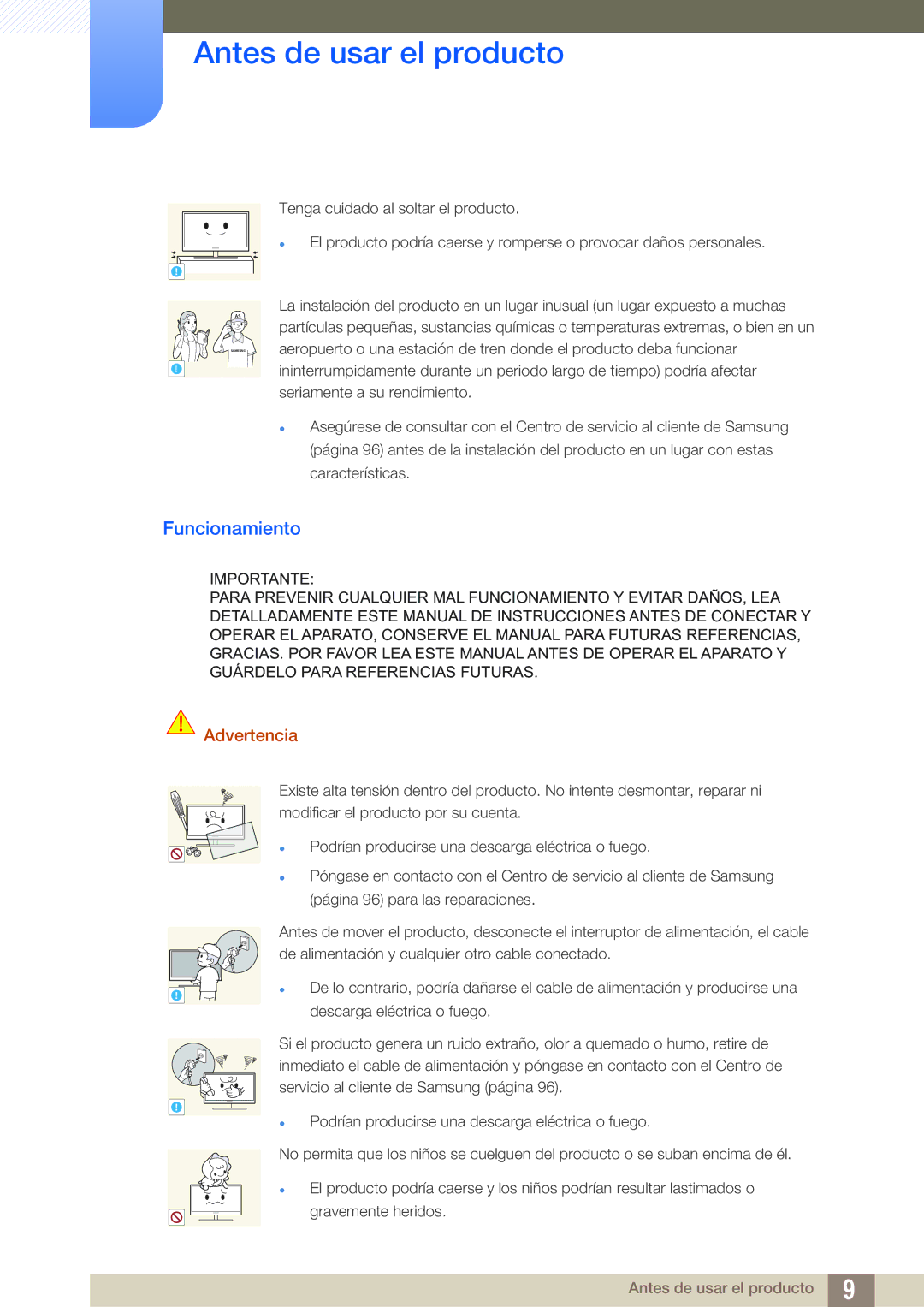 Samsung LF24TSWTBDN/EN, LF19TSWTBDN/EN, LF22TSWTBDN/EN manual Funcionamiento 