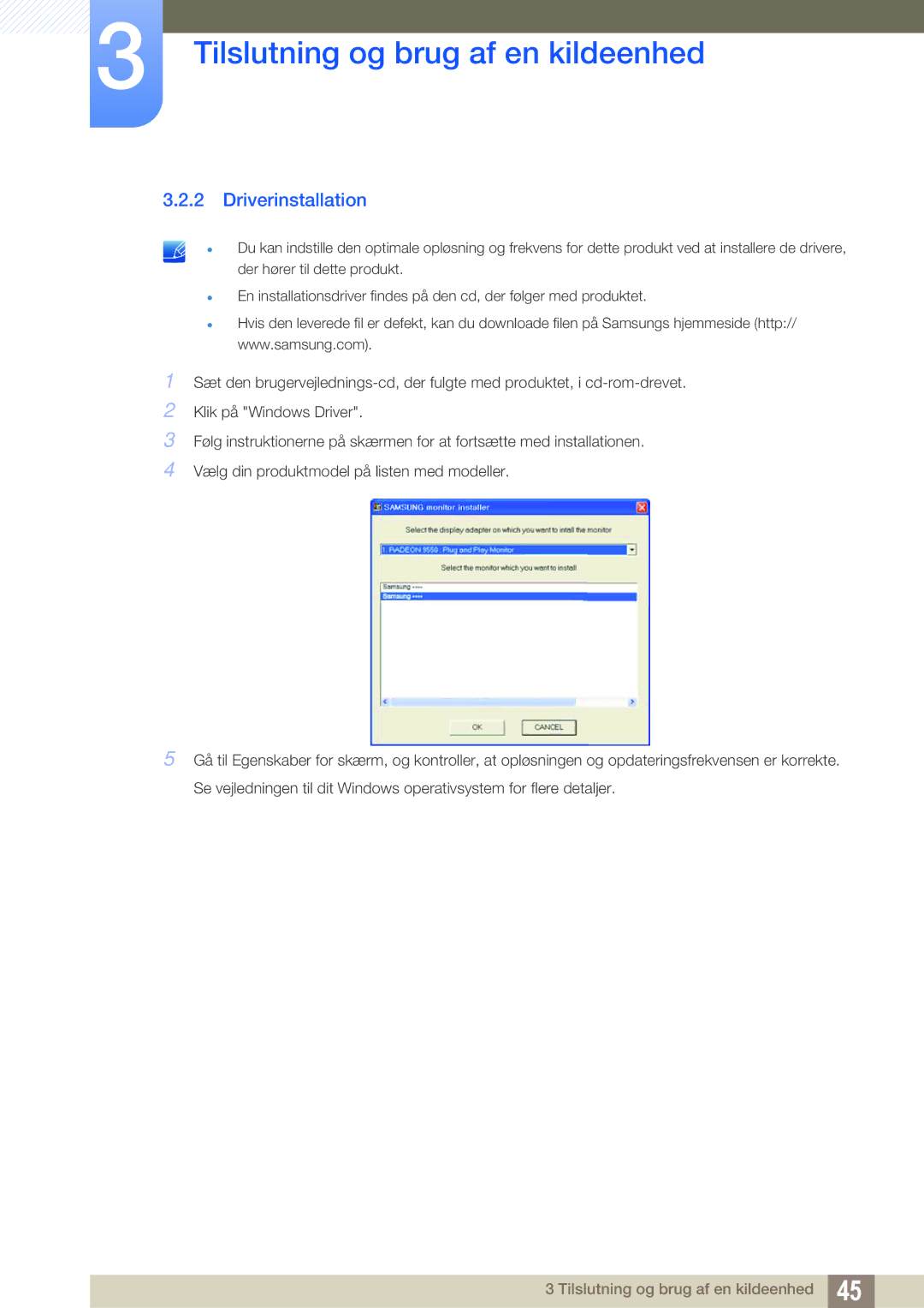 Samsung LF24TSWTBDN/EN, LF19TSWTBDN/EN, LF22TSWTBDN/EN manual Driverinstallation 