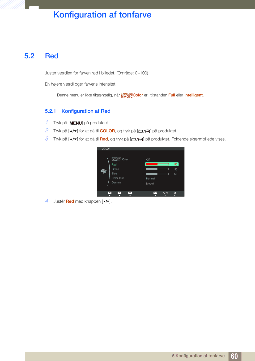 Samsung LF24TSWTBDN/EN, LF19TSWTBDN/EN, LF22TSWTBDN/EN manual Konfiguration af Red 