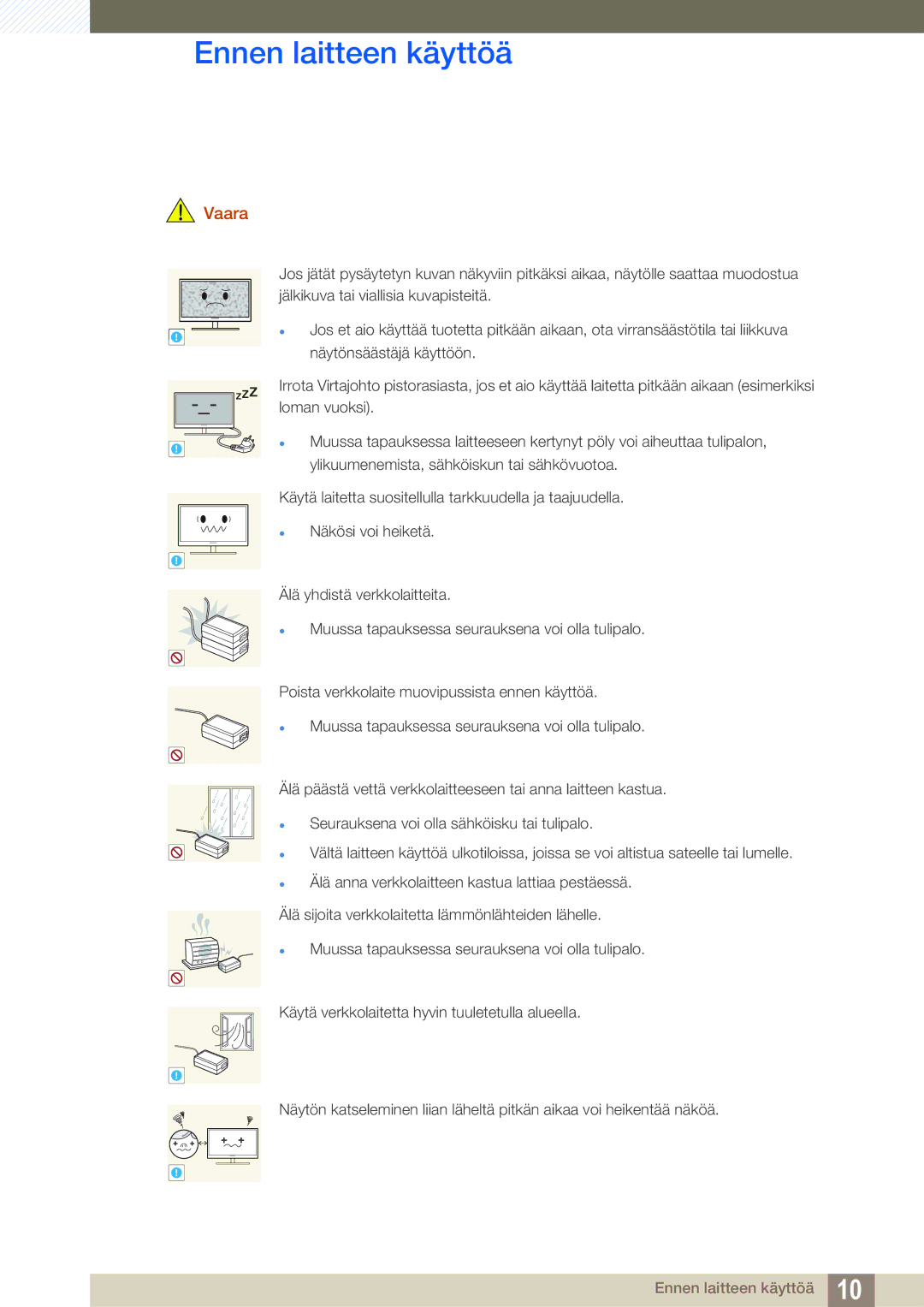 Samsung LF19TSWTBDN/EN, LF24TSWTBDN/EN, LF22TSWTBDN/EN manual Vaara 