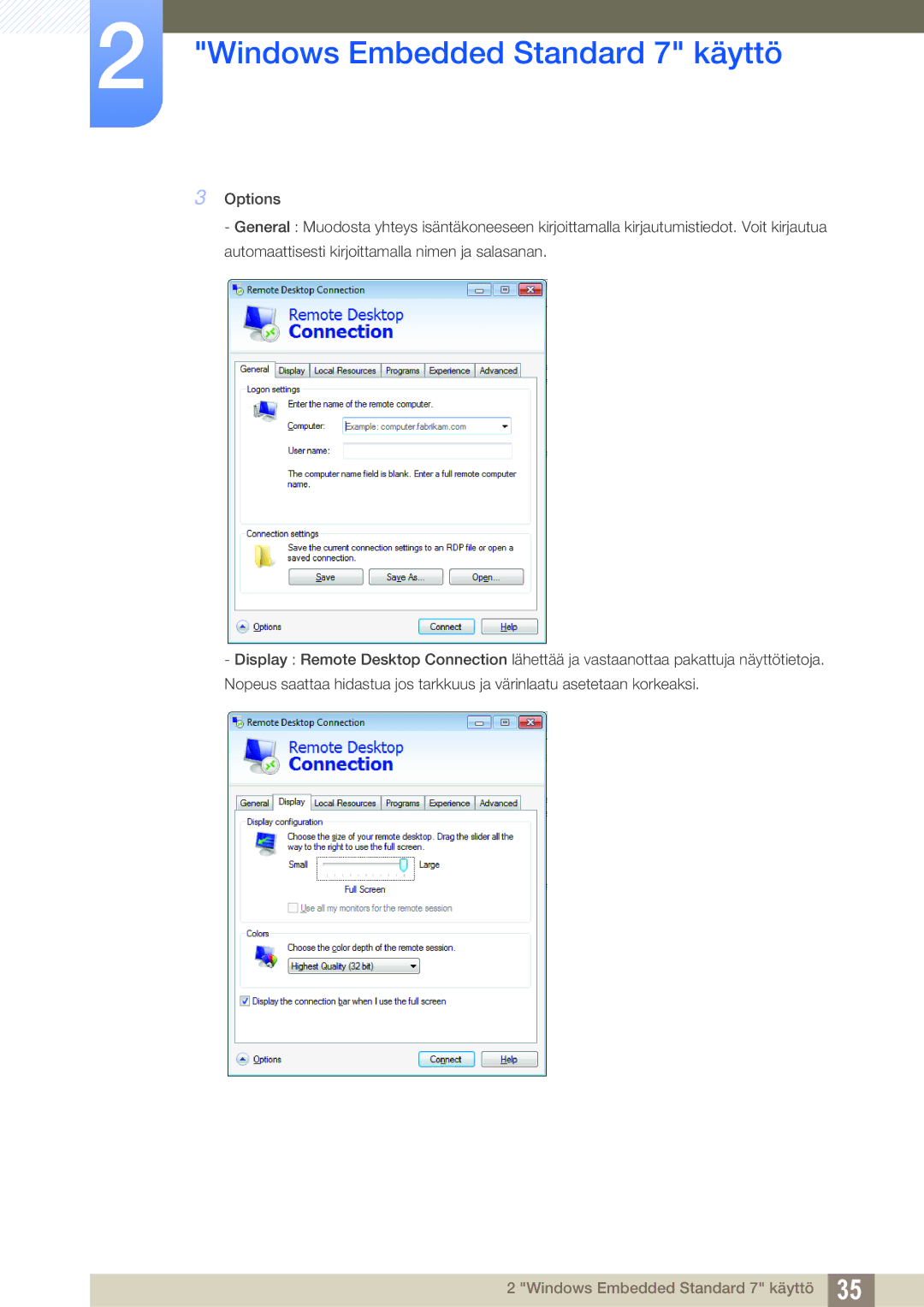 Samsung LF22TSWTBDN/EN, LF24TSWTBDN/EN, LF19TSWTBDN/EN manual Windows Embedded Standard 7 käyttö 