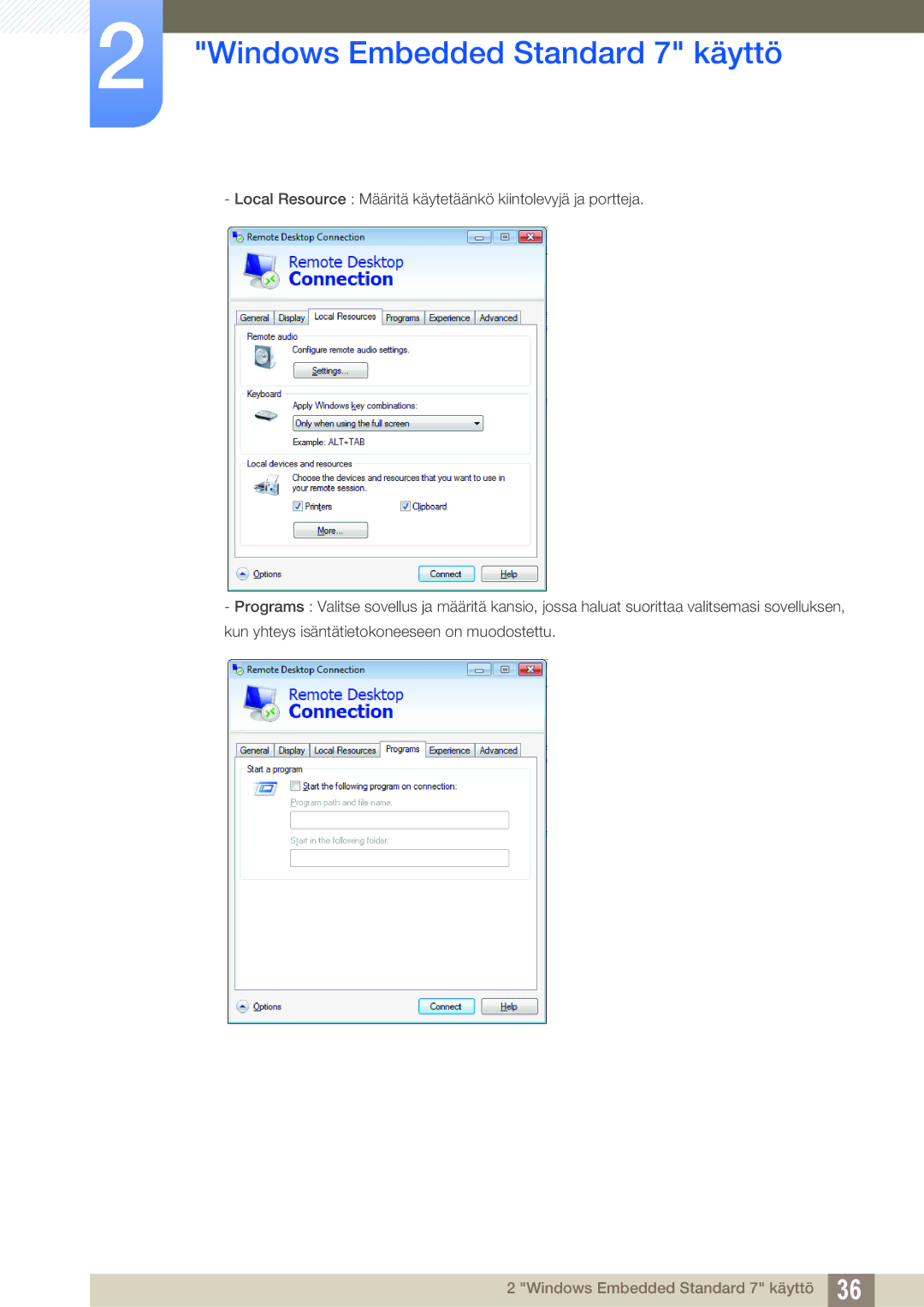 Samsung LF24TSWTBDN/EN, LF19TSWTBDN/EN, LF22TSWTBDN/EN manual Windows Embedded Standard 7 käyttö 