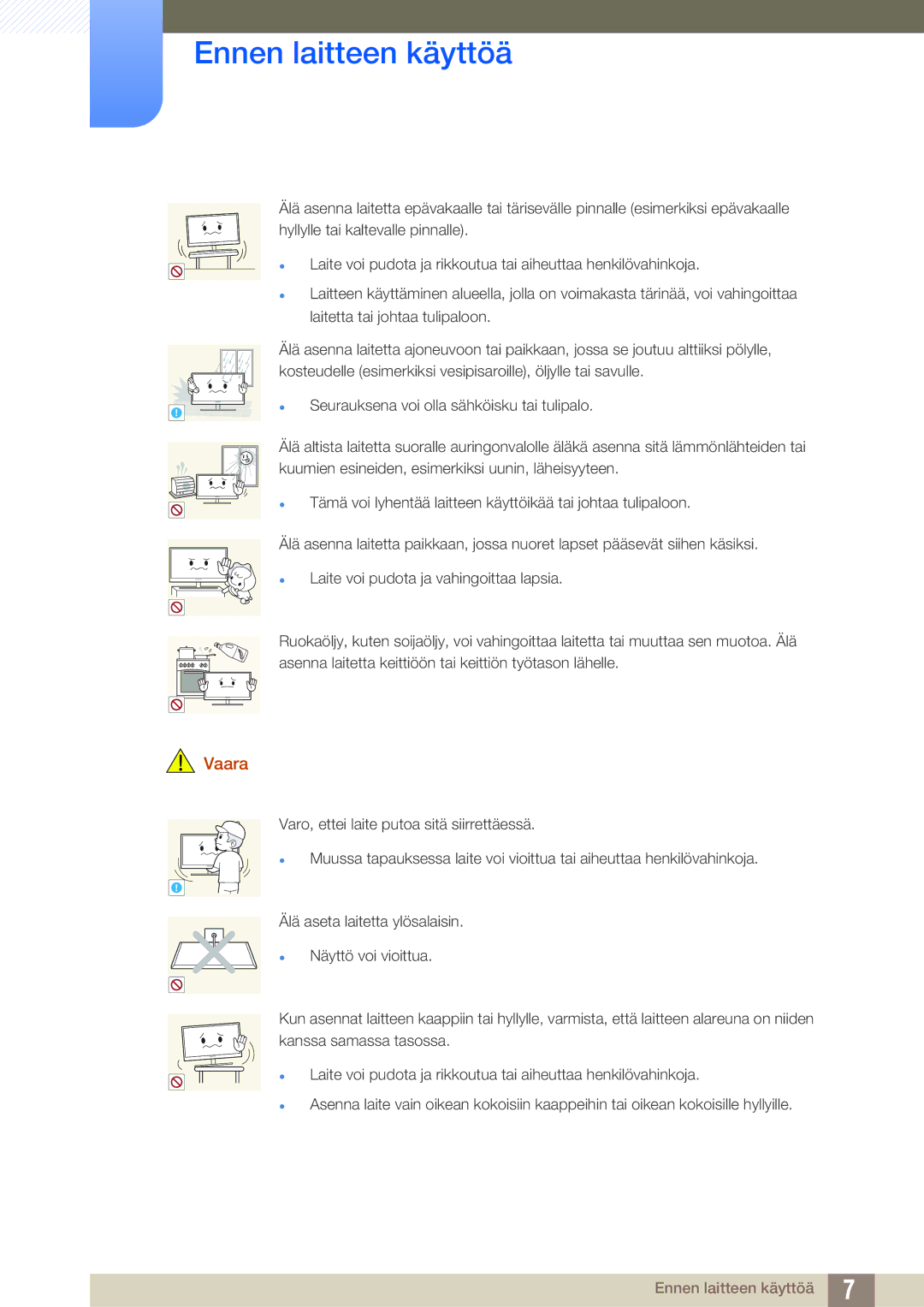 Samsung LF19TSWTBDN/EN, LF24TSWTBDN/EN, LF22TSWTBDN/EN manual Ennen laitteen käyttöä 