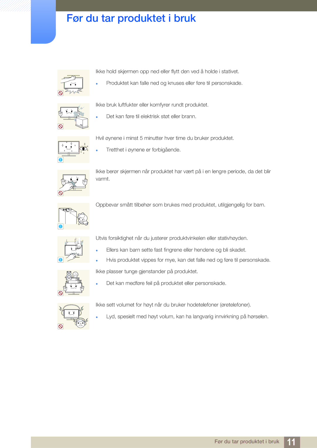 Samsung LF22TSWTBDN/EN, LF24TSWTBDN/EN, LF19TSWTBDN/EN manual Før du tar produktet i bruk 