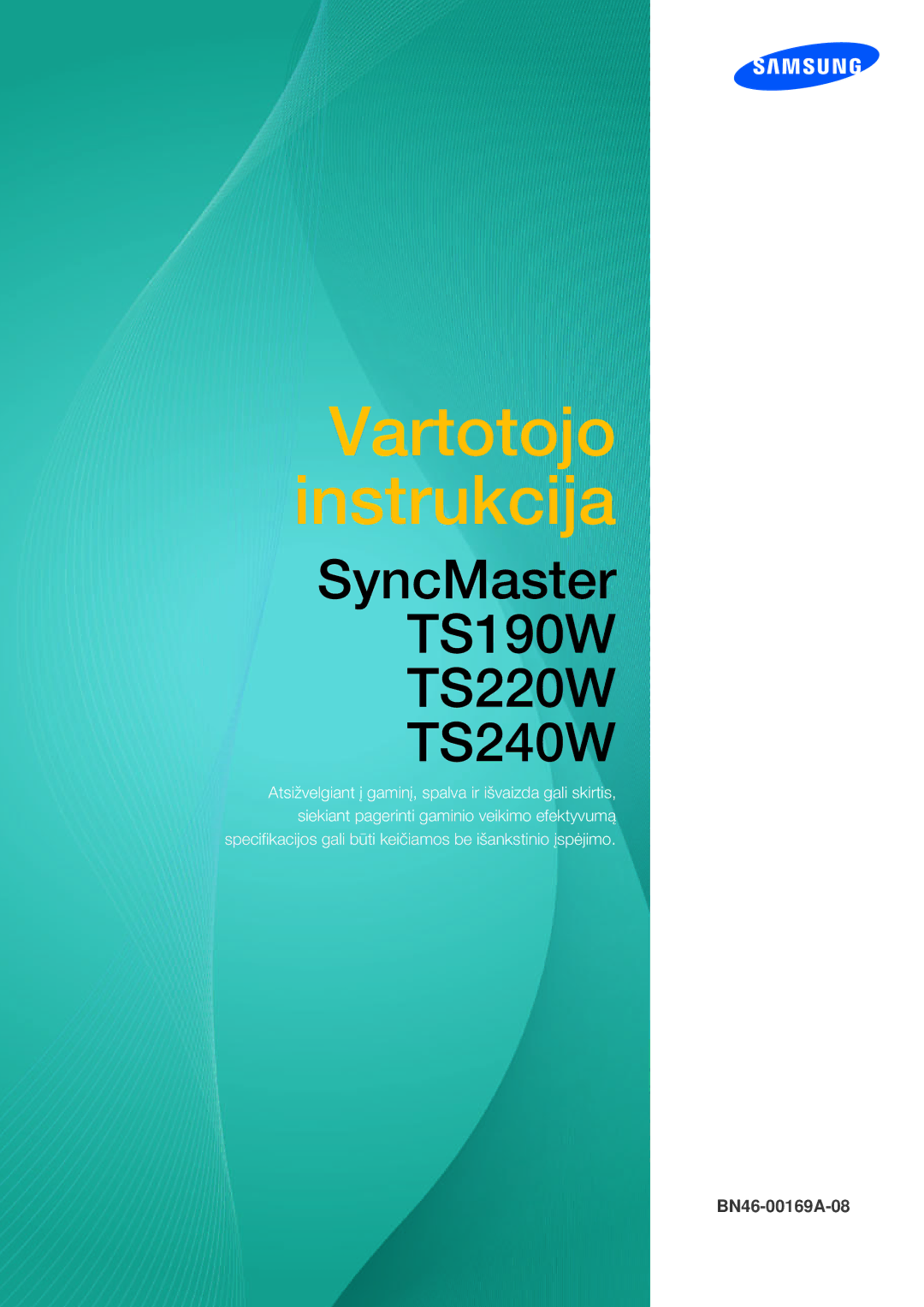 Samsung LF19TSWTBDN/EN, LF24TSWTBDN/EN, LF22TSWTBDN/EN manual Vartotojo instrukcija 