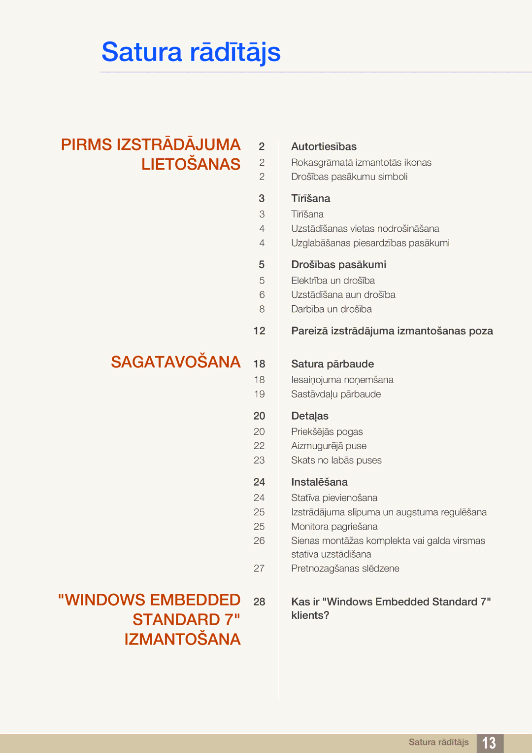 Samsung LF19TSWTBDN/EN, LF24TSWTBDN/EN, LF22TSWTBDN/EN manual Satura rādītājs 