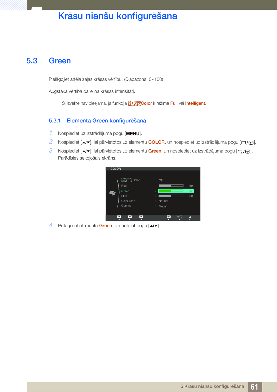 Samsung LF19TSWTBDN/EN, LF24TSWTBDN/EN, LF22TSWTBDN/EN manual Elementa Green konfigurēšana 