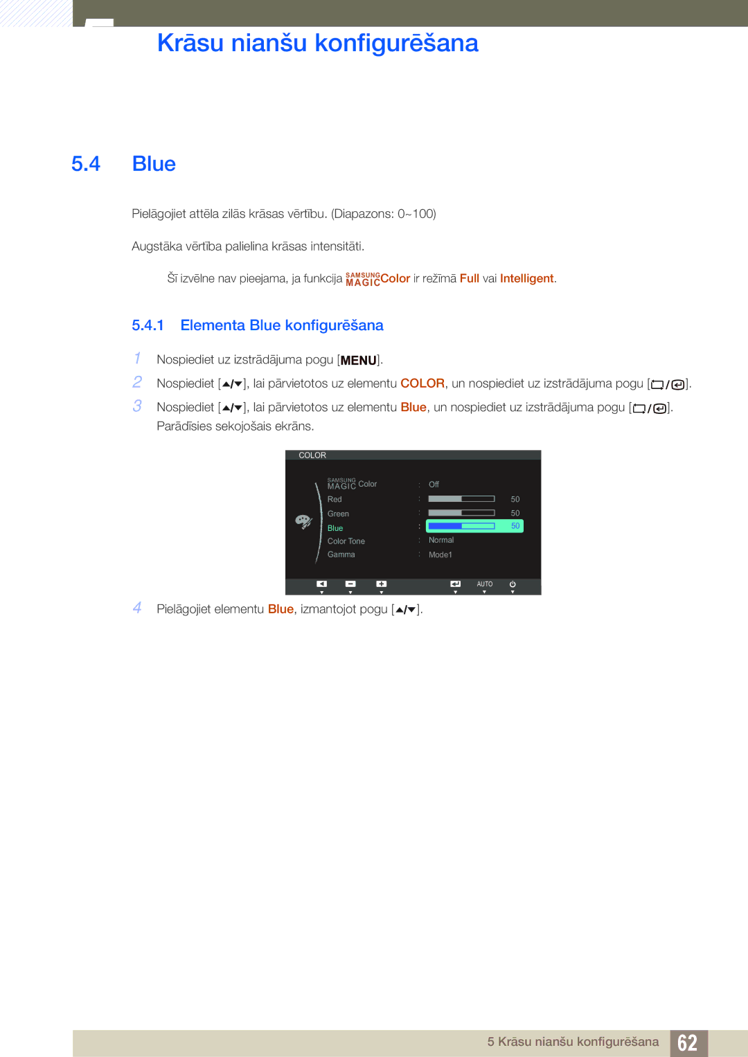 Samsung LF22TSWTBDN/EN, LF24TSWTBDN/EN, LF19TSWTBDN/EN manual Elementa Blue konfigurēšana 