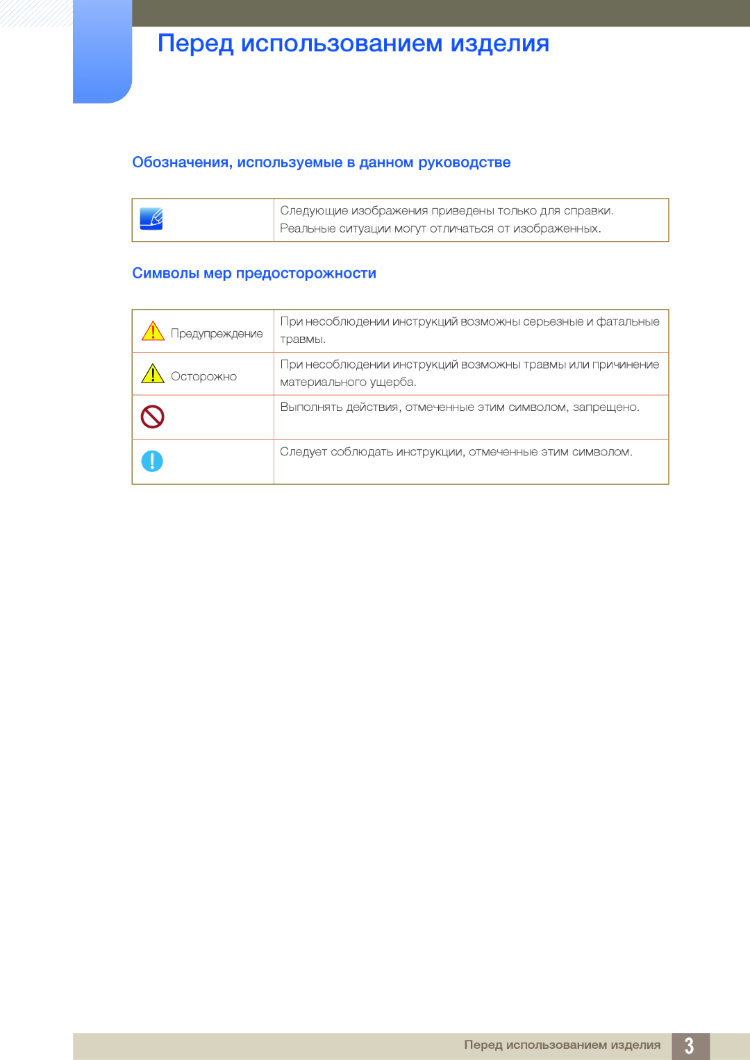 Samsung LF24TSWTBDN/EN, LF19TSWTBDN/EN manual Обозначения, используемые в данном руководстве, Символы мер предосторожности 