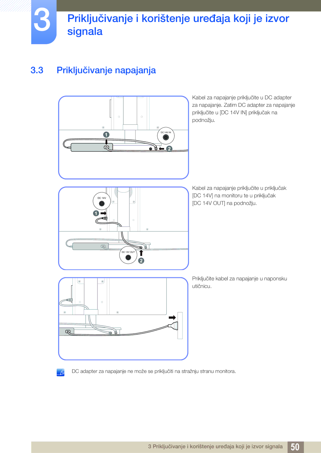 Samsung LF22TSWTBDN/EN, LF24TSWTBDN/EN, LF19TSWTBDN/EN manual Priključivanje napajanja 