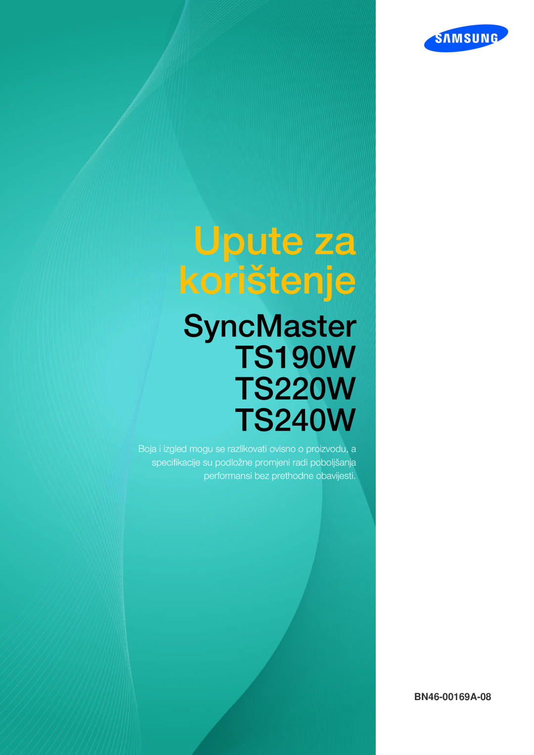 Samsung LF19TSWTBDN/EN, LF24TSWTBDN/EN manual Manual del usuario, SyncMaster TS190W TS220W TS240W, BN46-00169A-08 