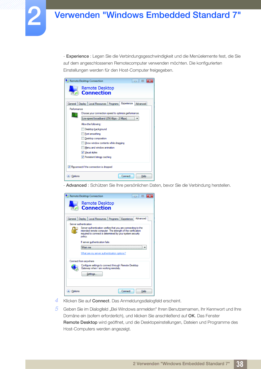 Samsung LF24TSWTBDN/EN, LF22TSWTBDN/EN manual Verwenden Windows Embedded Standard 