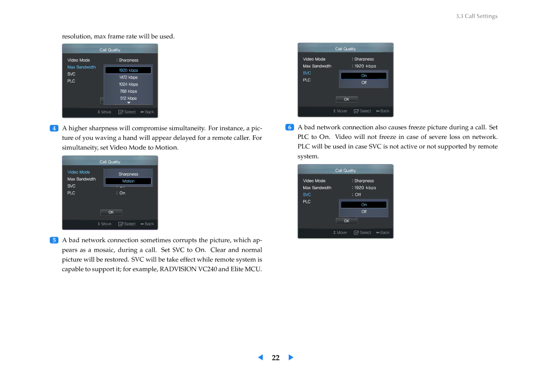 Samsung LF24VPNLBSEN, LF24VPNLB/EN, LF24VPNLB/XJ manual Call Settings 