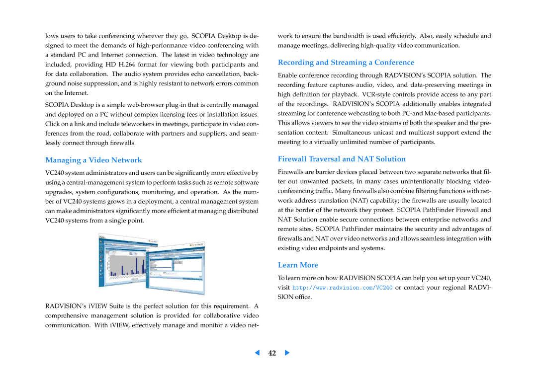 Samsung LF24VPNLB/XJ Managing a Video Network, Recording and Streaming a Conference, Firewall Traversal and NAT Solution 