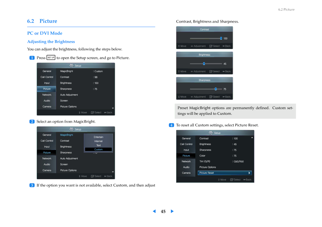 Samsung LF24VPNLB/XJ, LF24VPNLB/EN, LF24VPNLBSEN manual Picture, PC or DVI Mode 