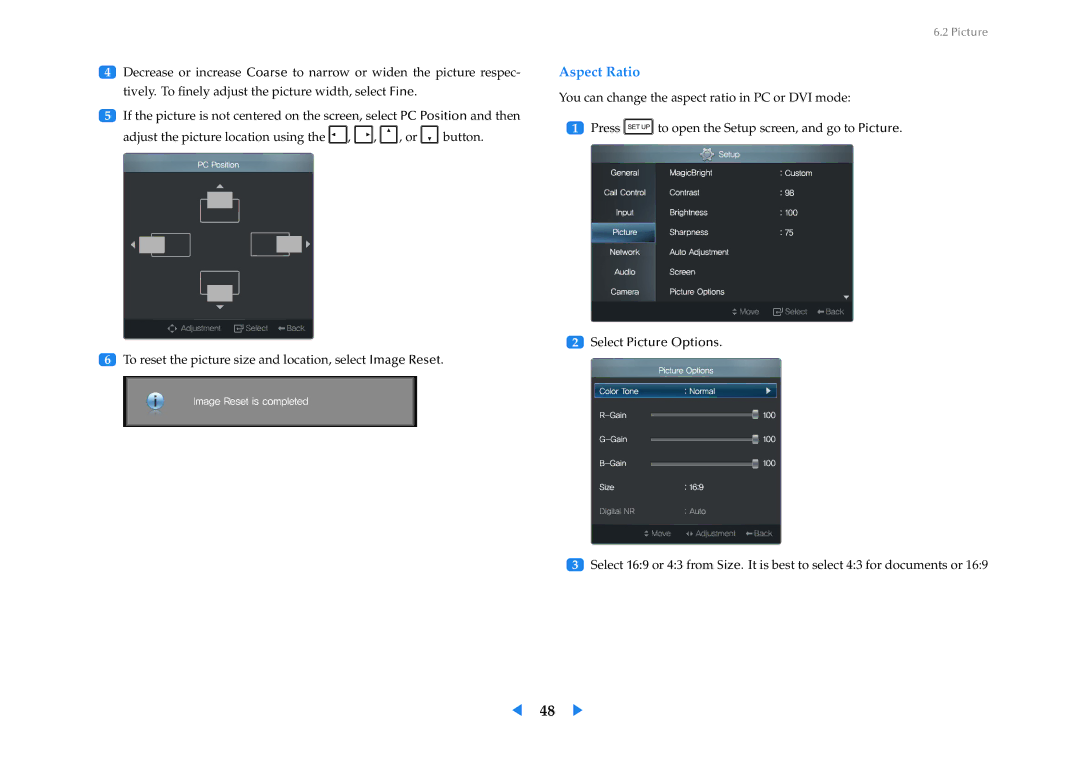 Samsung LF24VPNLB/XJ, LF24VPNLB/EN, LF24VPNLBSEN manual Aspect Ratio 