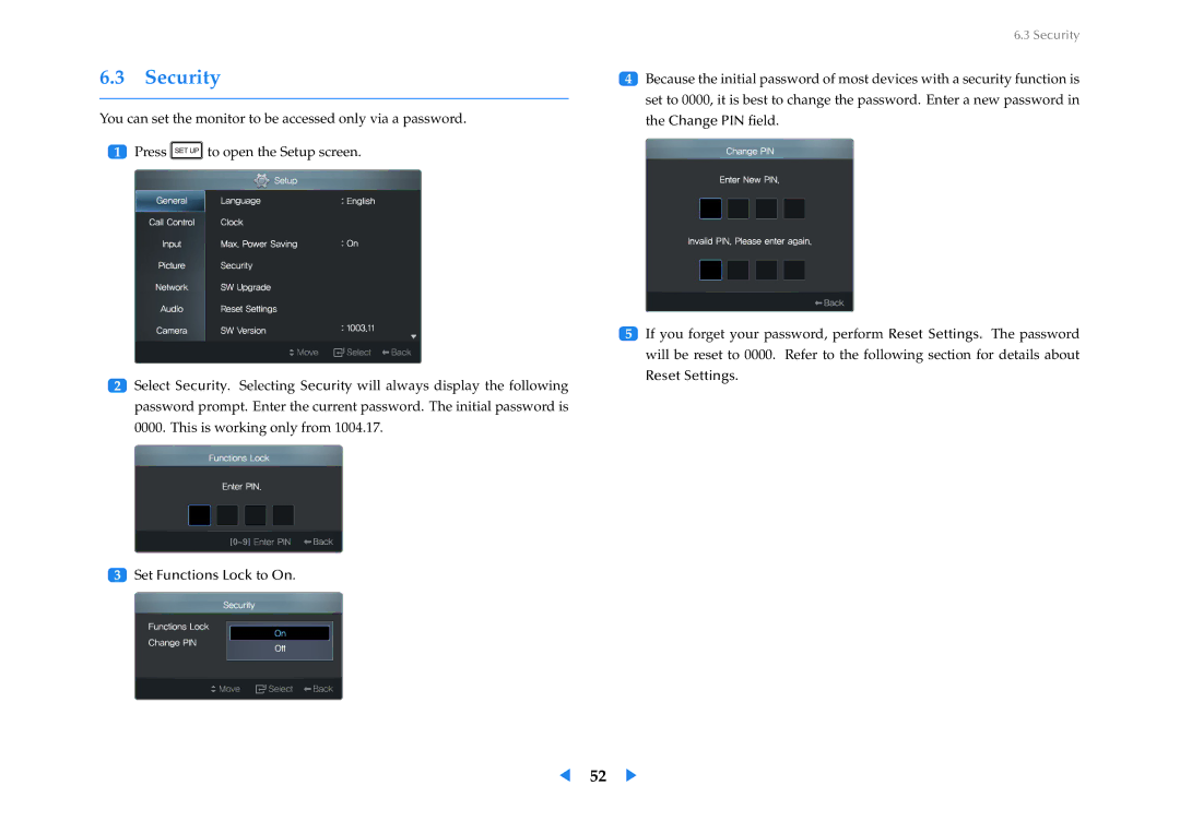 Samsung LF24VPNLBSEN, LF24VPNLB/EN, LF24VPNLB/XJ manual Security 