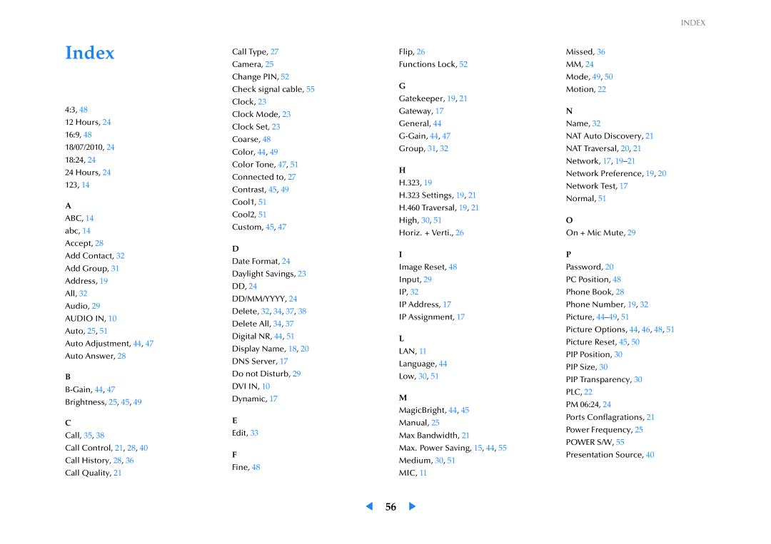 Samsung LF24VPNLB/EN, LF24VPNLB/XJ, LF24VPNLBSEN manual Index, Audio 