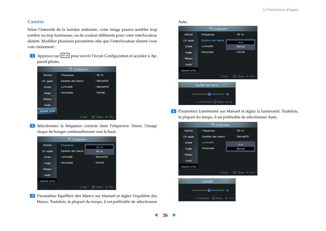 Samsung LF24VPNLB/EN manual Caméra 