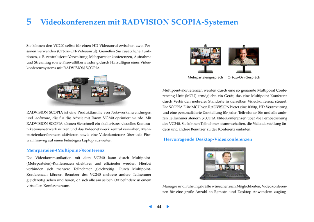 Samsung LF24VPNLB/EN manual Videokonferenzen mit Radvision SCOPIA-Systemen, Mehrparteien-Multipoint-Konferenz 