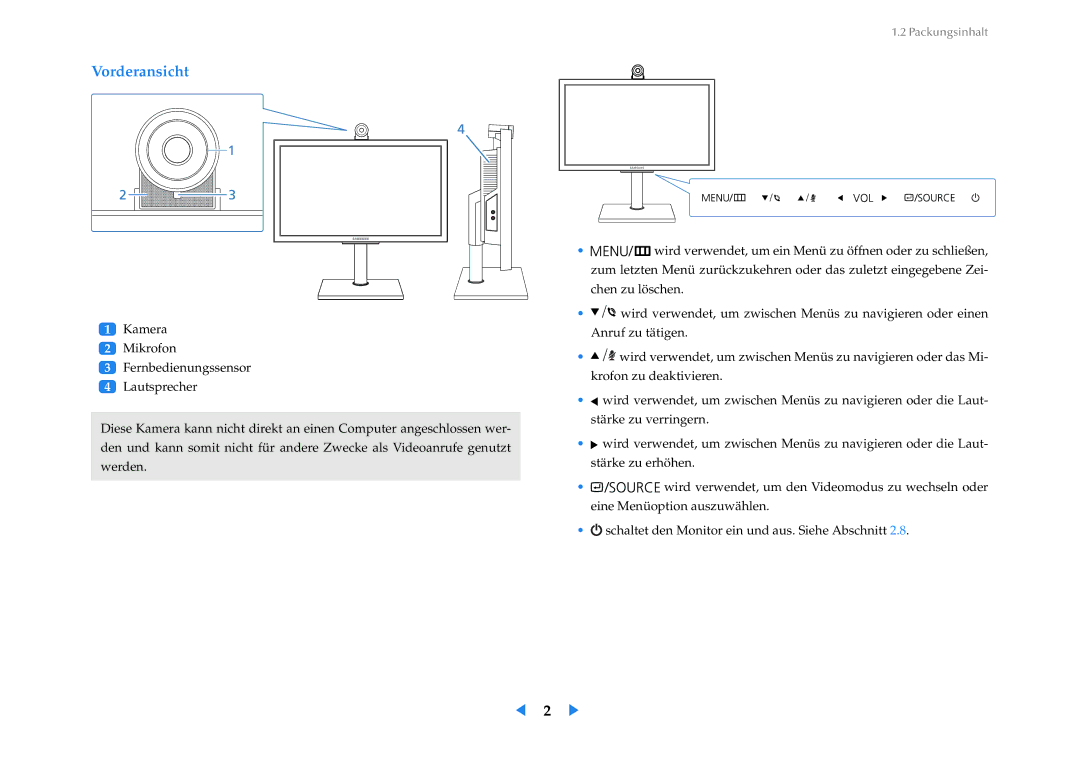 Samsung LF24VPNLB/EN manual Vorderansicht 