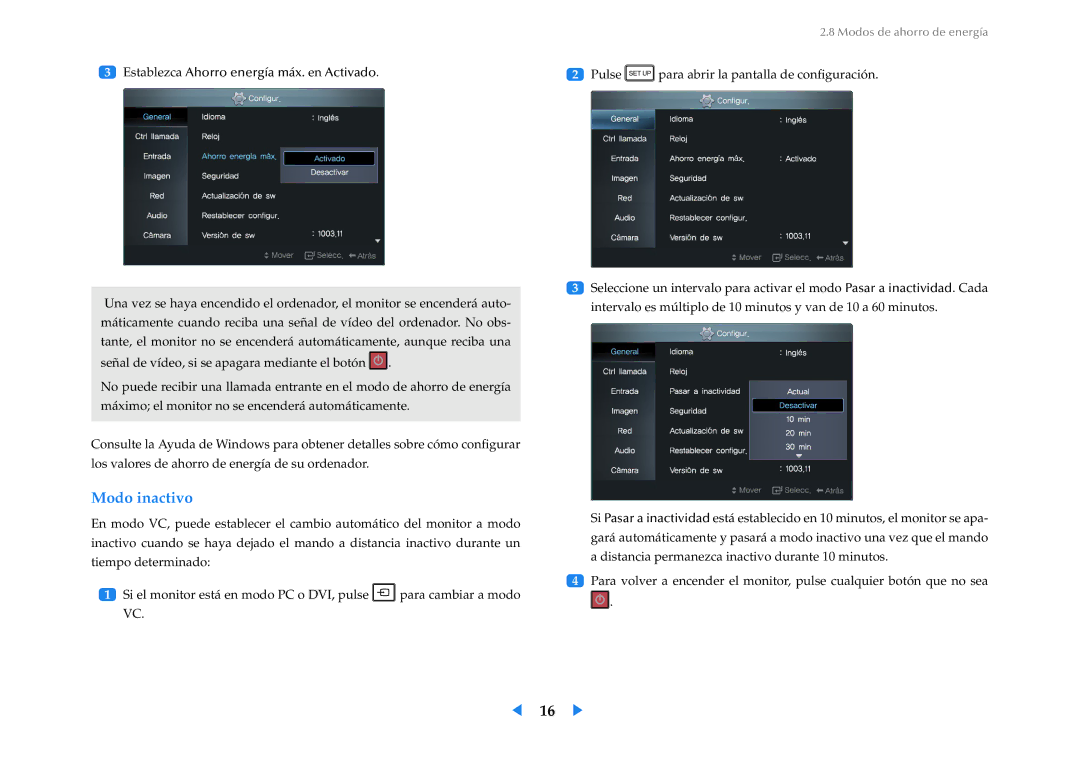 Samsung LF24VPNLB/EN manual Modo inactivo 