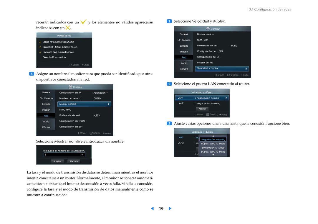 Samsung LF24VPNLB/EN manual Conﬁguración de redes 