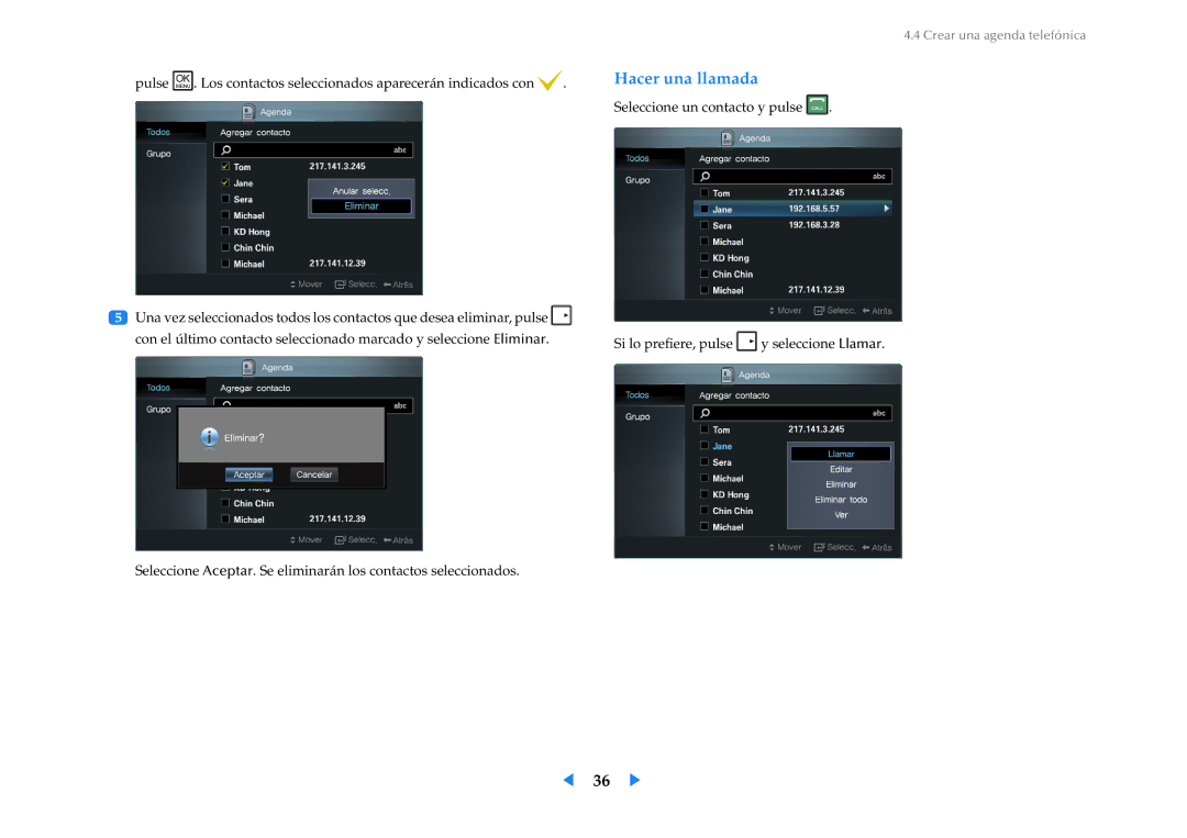 Samsung LF24VPNLB/EN manual Hacer una llamada 