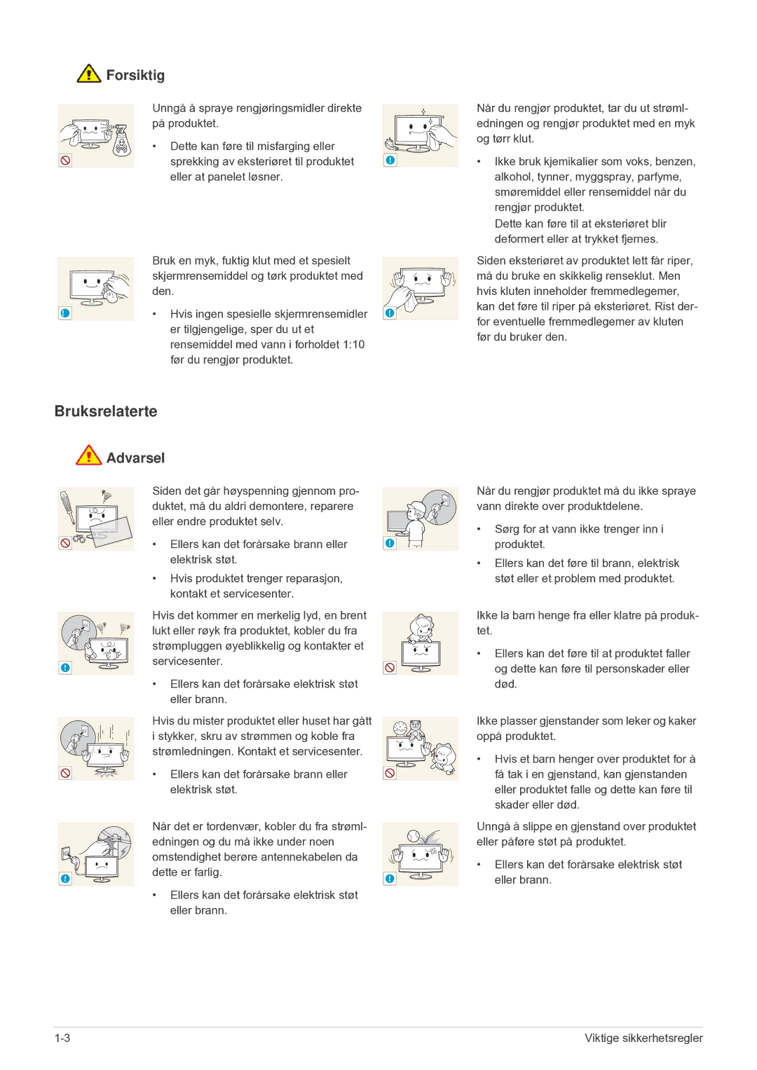 Samsung LF24VPNLB/EN manual Bruksrelaterte 