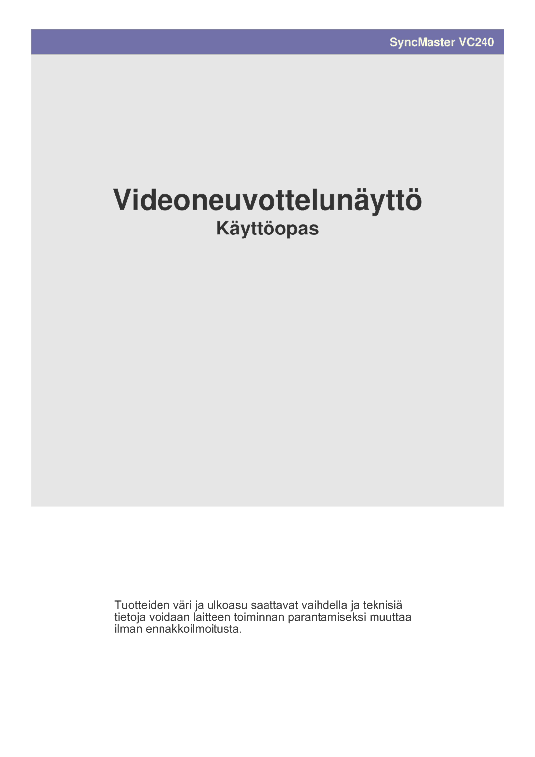 Samsung LF24VPNLB/EN manual Videoneuvottelunäyttö 