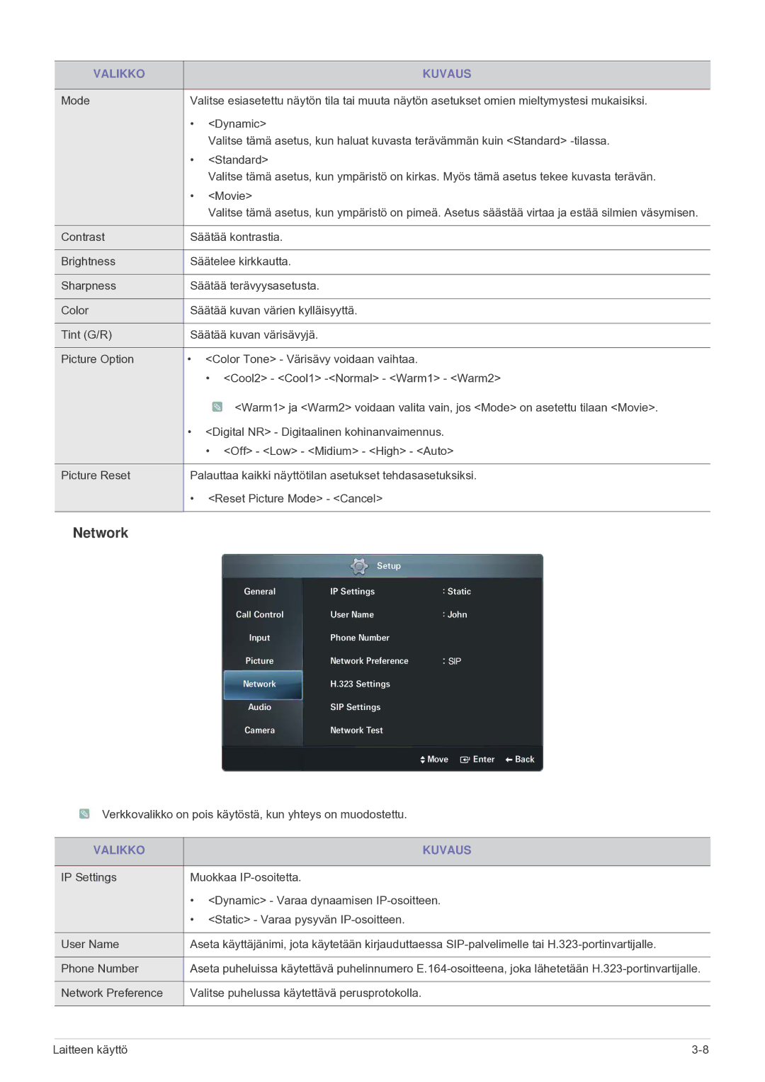 Samsung LF24VPNLB/EN manual Network 