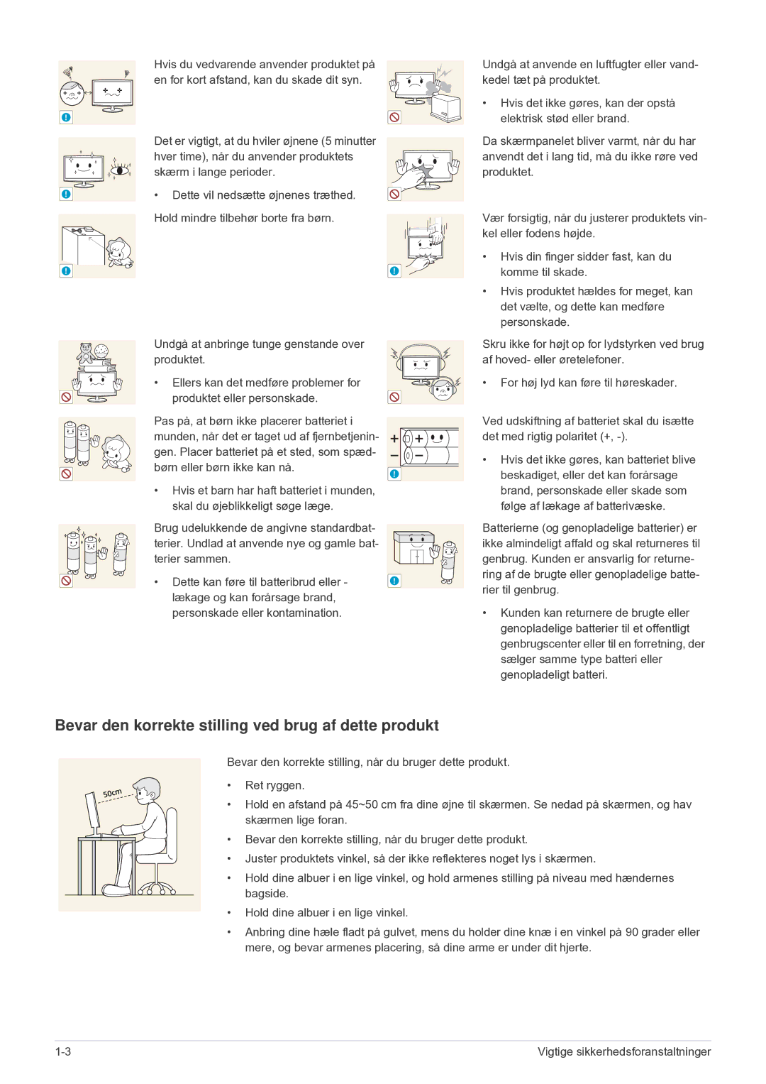 Samsung LF24VPNLB/EN manual Bevar den korrekte stilling ved brug af dette produkt 