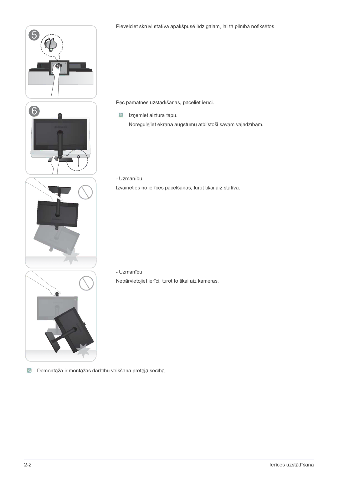 Samsung LF24VPNLB/EN manual Ierīces uzstādīšana 