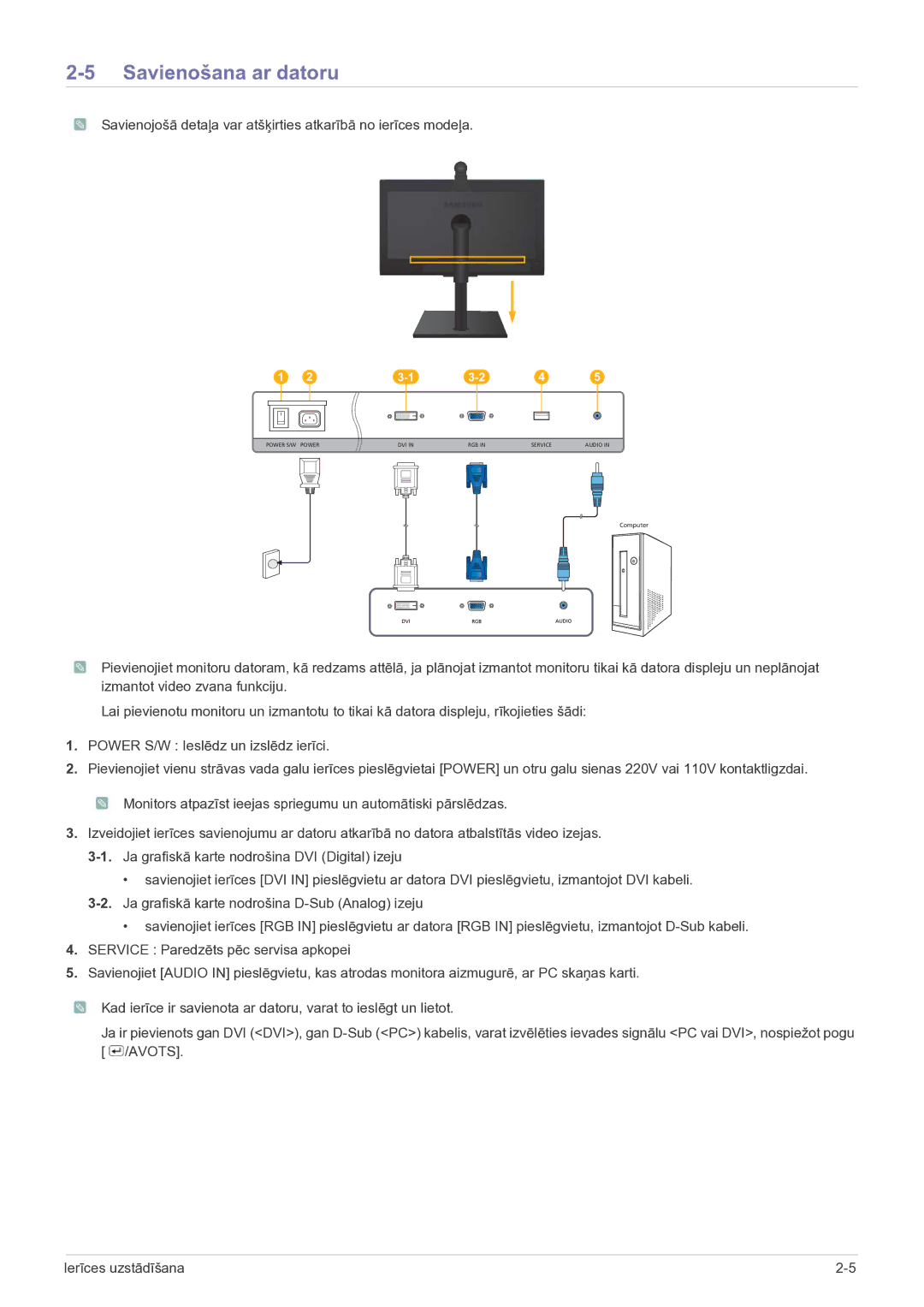 Samsung LF24VPNLB/EN manual Savienošana ar datoru 