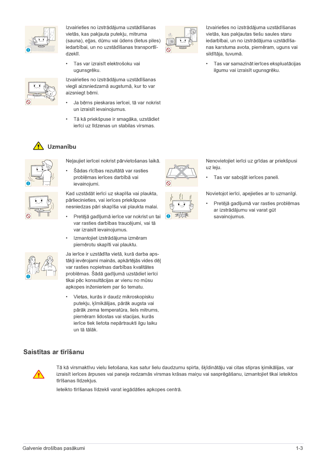 Samsung LF24VPNLB/EN manual Saistītas ar tīrīšanu 